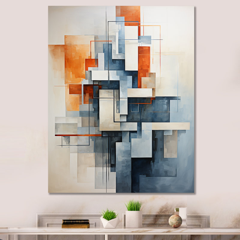 «Colorful Mid Century Abstract Architectures I», reproduction d'art sur toile abstraite, H 40 po x l 30 po, Toile tendue