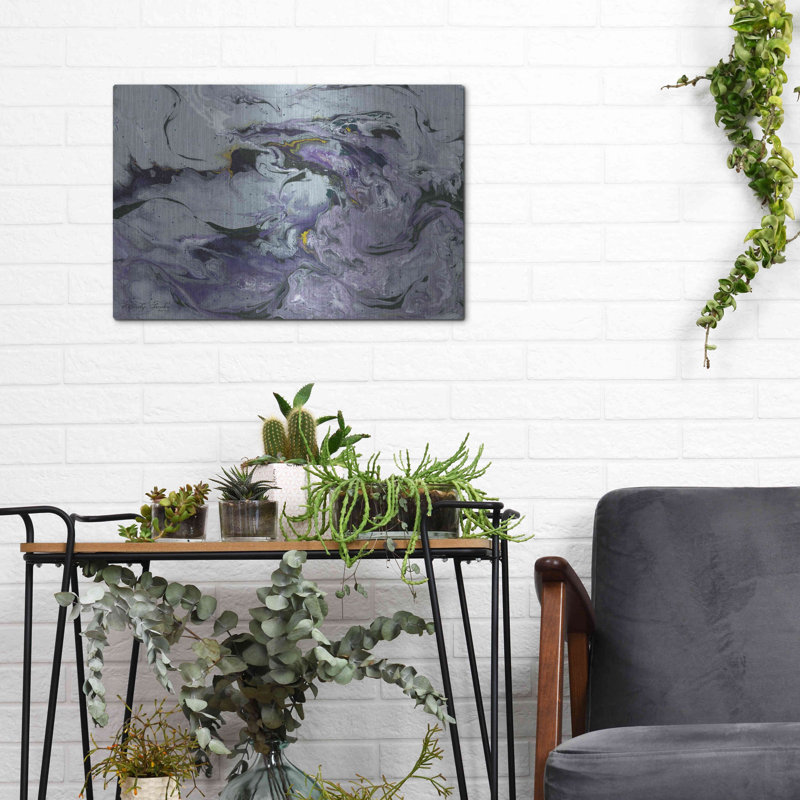 Ivy Bronx «Abstract in Purple IV» par Cindy Jacobs, art mural en métal, H 12 po x l 16 po