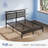 Bed Frame with Storage Headboard, Metal Platform Bed Frame with RGB Lights & Outlets-1361641595