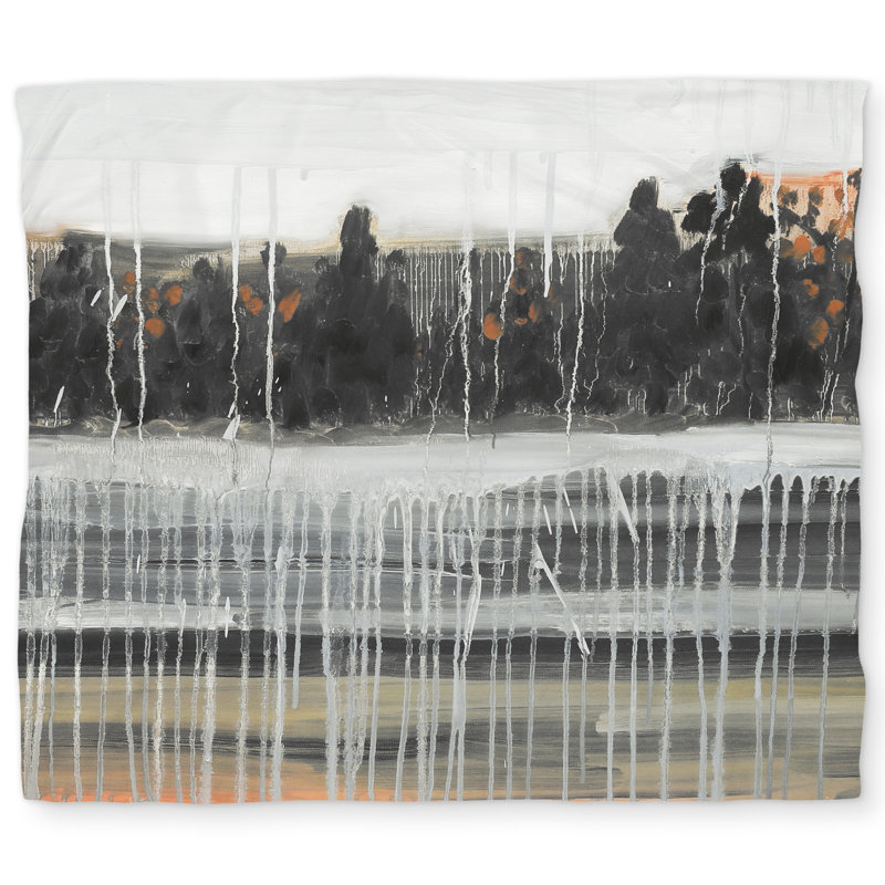 Rainy Fall Landscape Orange Trees Duvet Cover | Home Decor