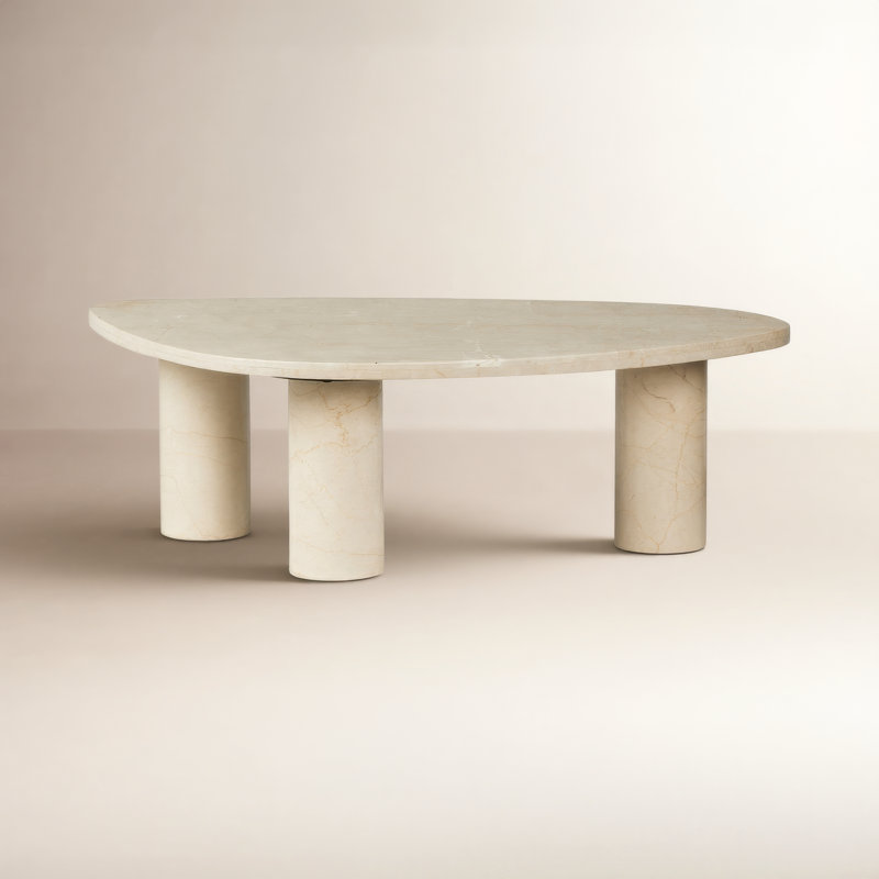 Zion Coffee Table, 15" H x 48" L x 30" W, Cream Marble