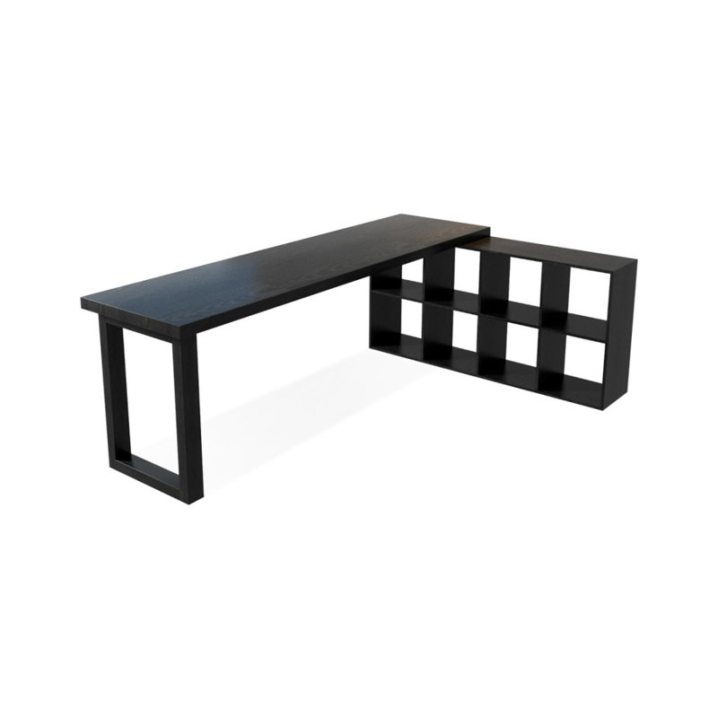 Black L-Shaped Solid Wood Executive Desk, 29.53" H x 86.61" W x 47.24" D, Right Hand Return