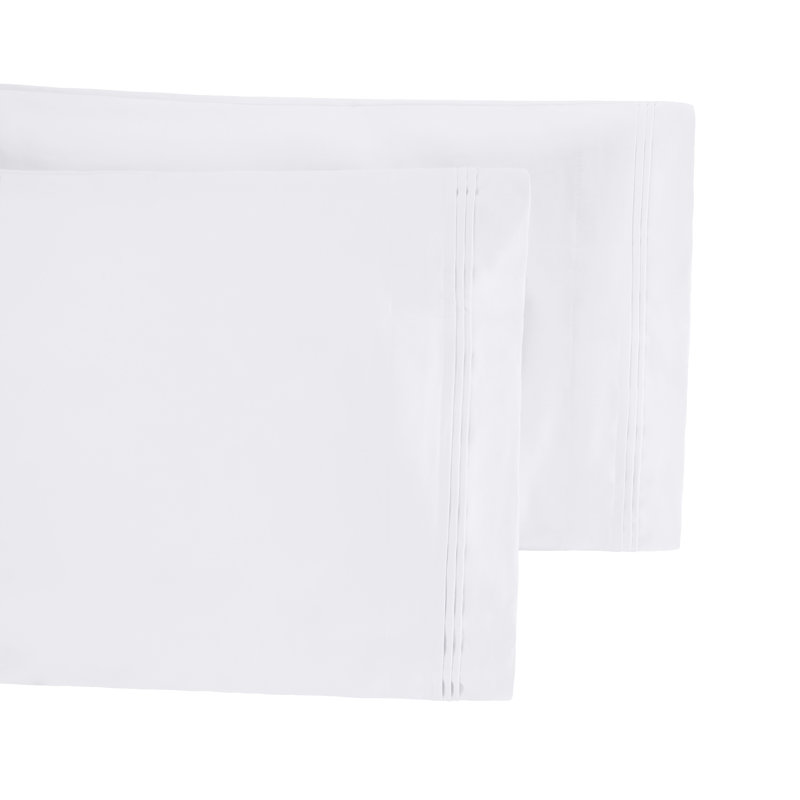 Aldin 650 Thread Count Certified Egyptian Cotton Solid Color Pillowcase Set, Standard, White