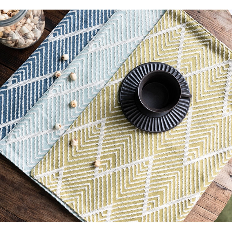 Chevron Rectangle Placemat, Navy Blue