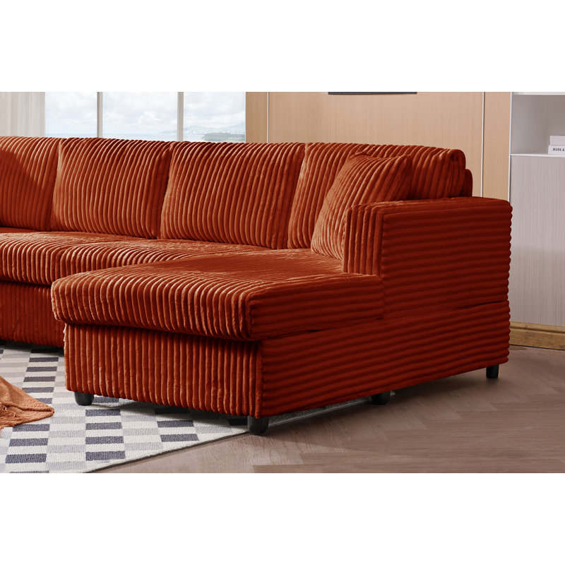 WIXIDIEL 4 Seat U Sectional Couch | 110'' Corduroy Sofa