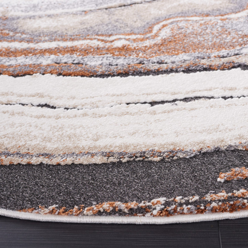 Cyrus Shag Performance Abstract Rug, Round 6'7"