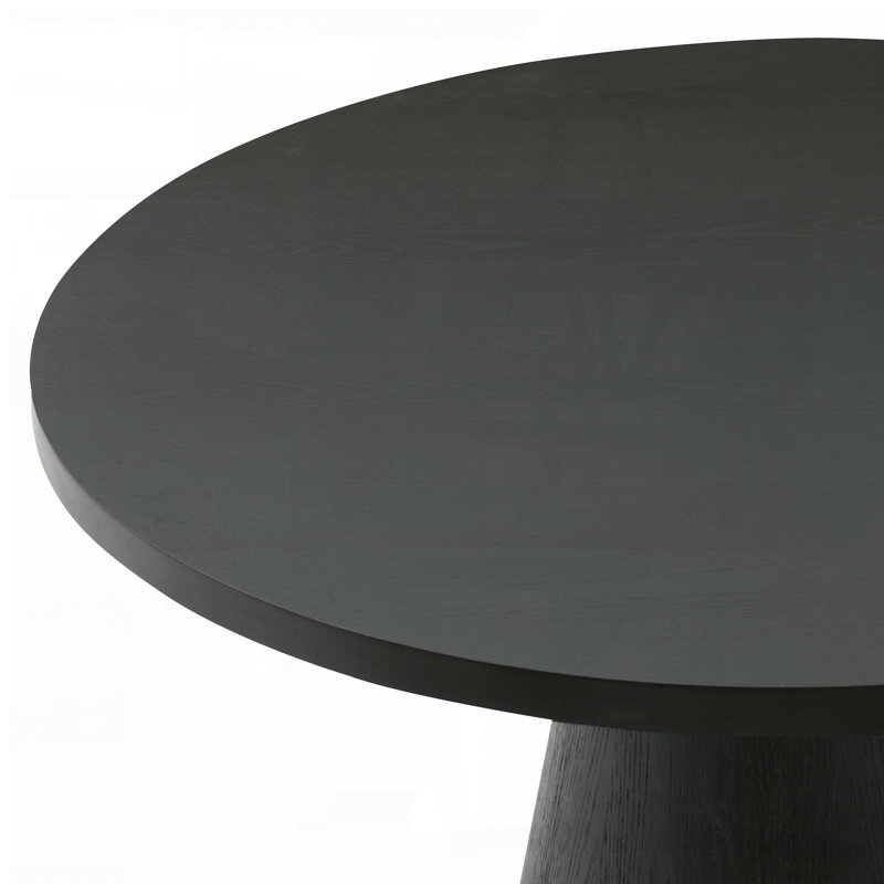 Table de salle à manger rétro avec pieds en forme de cône (44 po, noir, 4 sièges)