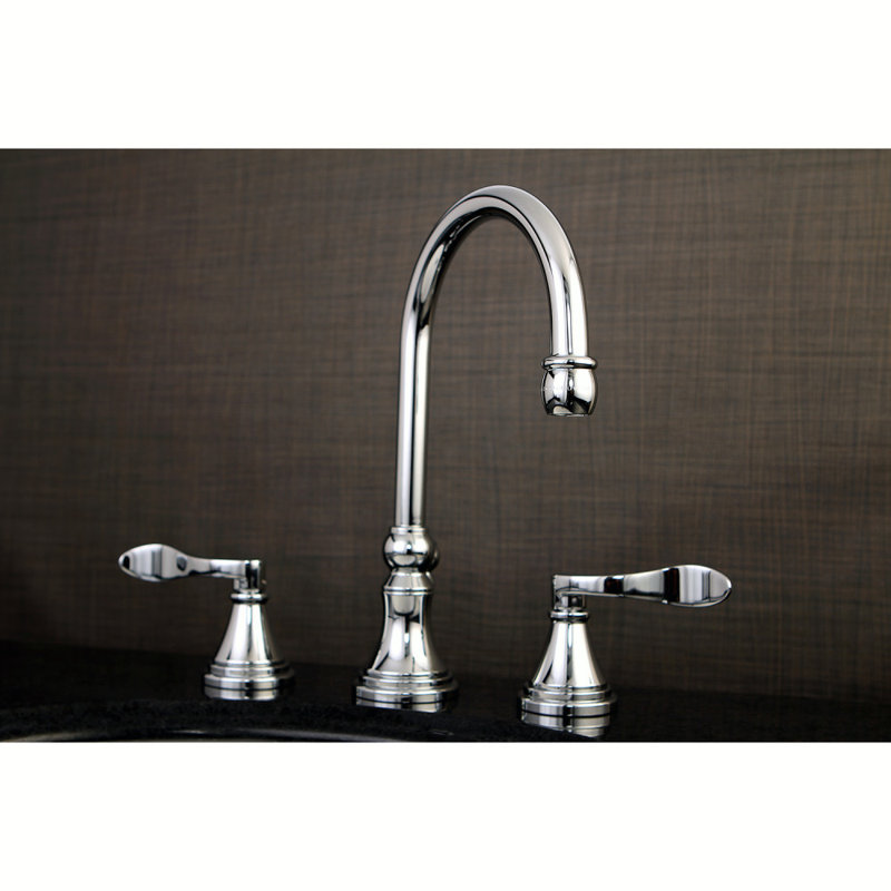 Robinet pour salle de bain espacé avec ensemble de drain nufrench, Chrome poli