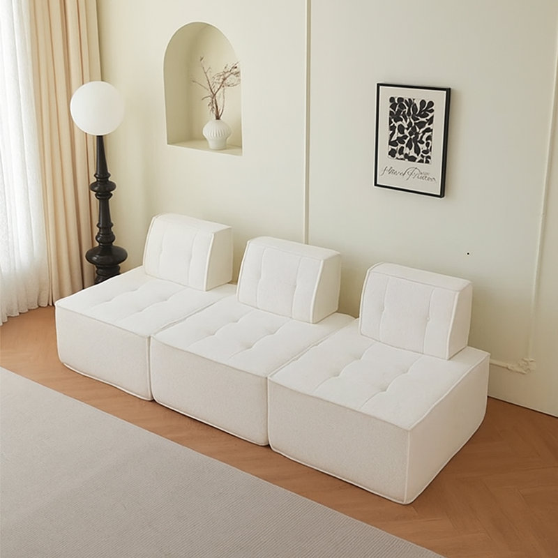 Canapé modulaire à profil bas compact, parfait pour les salons modernes et les salles de jeux, Blanc