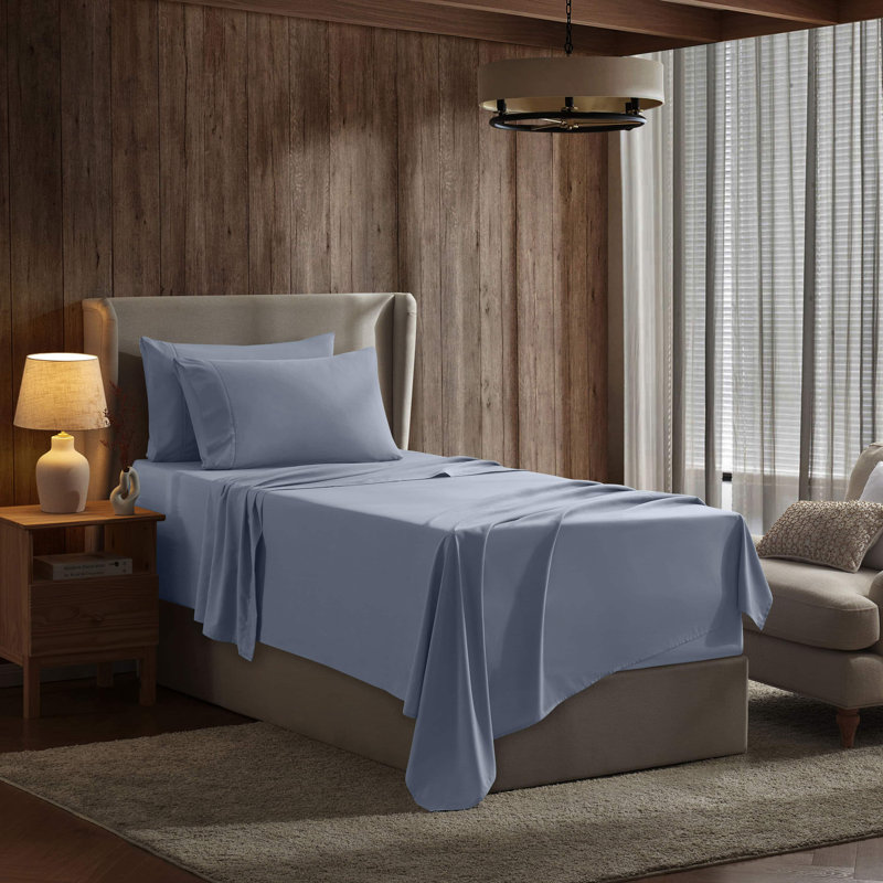 Ensemble de draps 4 pièces Luxury, Stone Blue, Twin XL Fitted Sheet with 2 Pillowcases