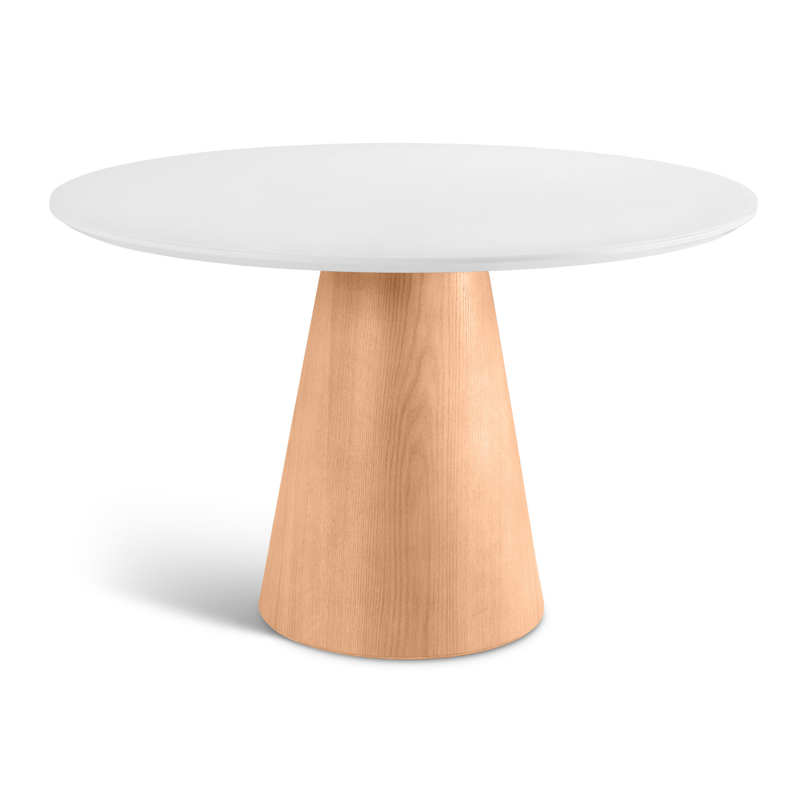 Burdon 47" Glass Top Pedestal Dining Table, Branco/Damasco