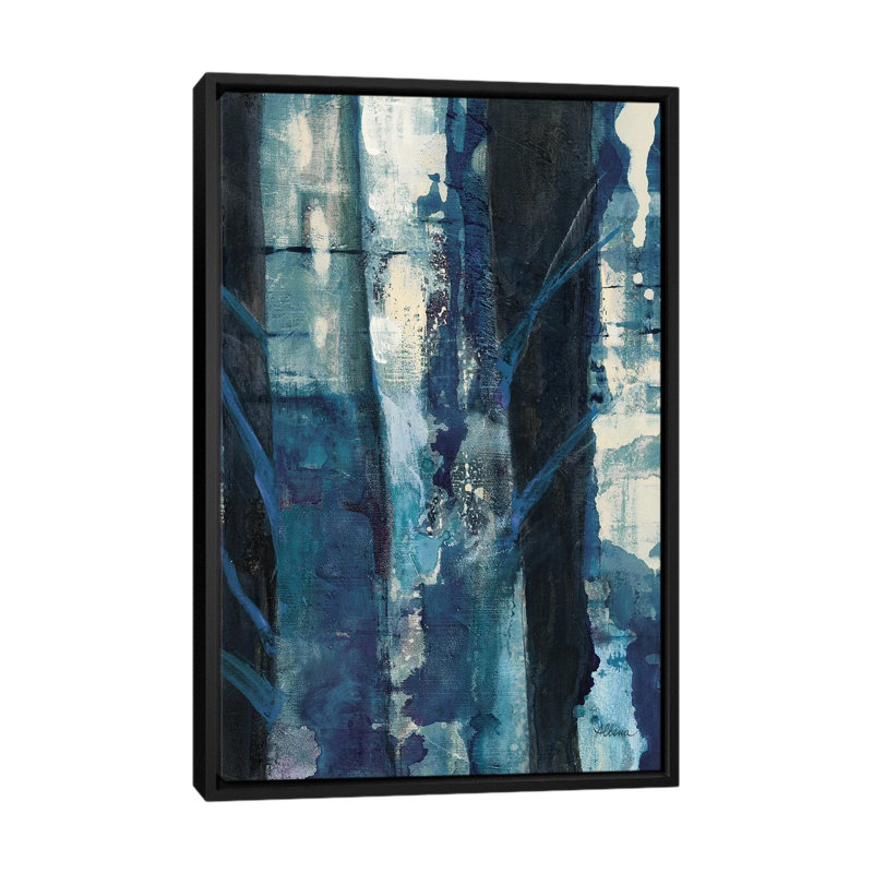 « deep colors i indigo », reproduction sur toile, Toile avec cadre noir, Pas de tapis, H 48 po x l 32 po x P 1,5 po