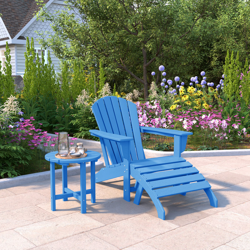 Chaise Adirondack en plastique avec repose-pieds Altura, Bleu