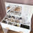 Flip Top Vanity Desk With LED Lighted Mirror & Built-In Outlet - Makeup Vanity Table With 2 Drawers, Open Storage, And Hooks For Jewelry