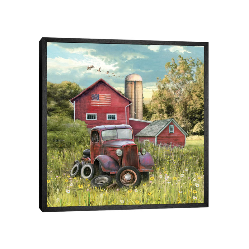 Patriotic Farm - Print on Canvas, 66.04 cm H x 66.04 cm W, Black Framed