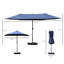 Parasol de patio bleu foncé 15 pi, structure rectangulaire en acier, manivelle facile, double face pour terrasse, égratignure de piscine, cour arrière