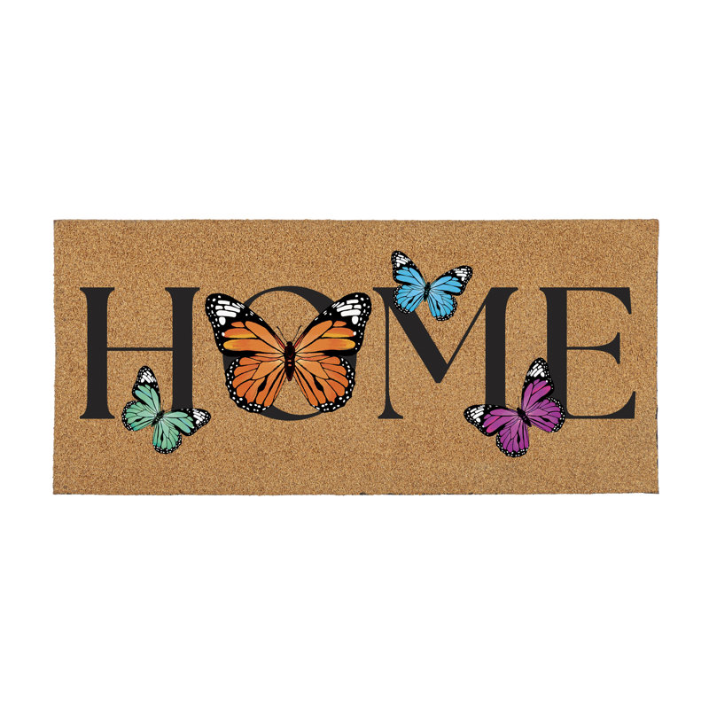 Pollinator Garden Butterfly Family, Flocked Coir Sassafras Switch Mat 22"x10"