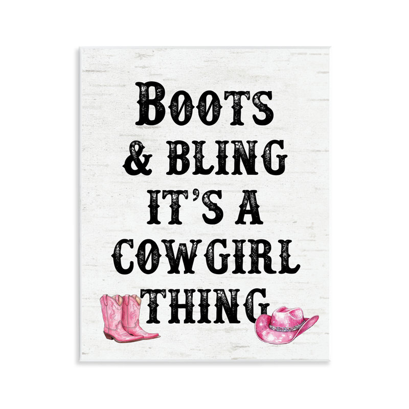  Bottes et bling, art de plaque murale Cowgirl par lettré et doublé