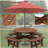 8 Person Wooden Picnic Table, Outdoor Camping Dining Table with Seat, Garden, DIY w/ 4 Built-in Benches, 2220lb Capacity-280478387