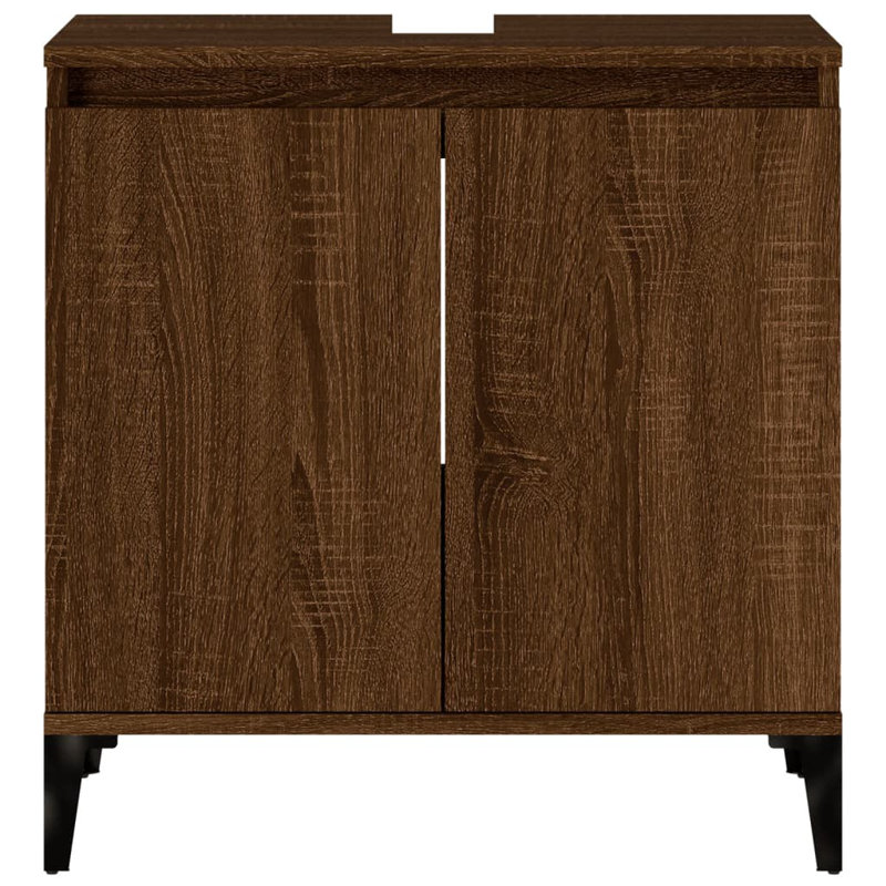 58mm Single Bathroom Vanity with Basin, Brown Oak 