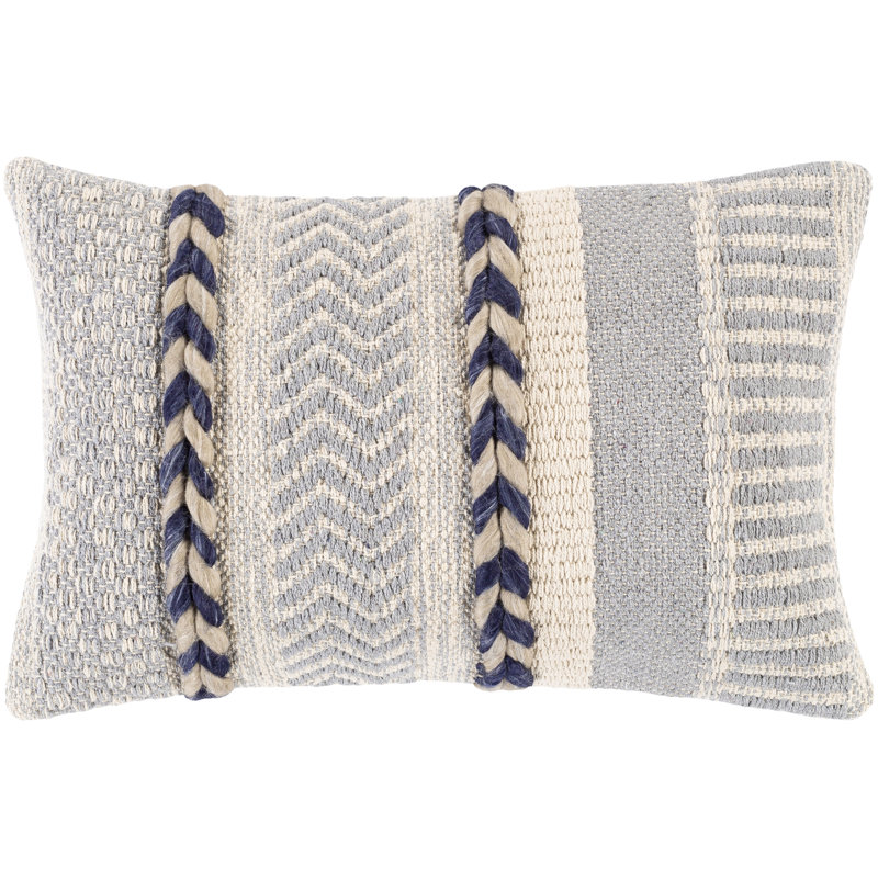 Striped Cotton Blend Pillow Cover, Denim/Navy