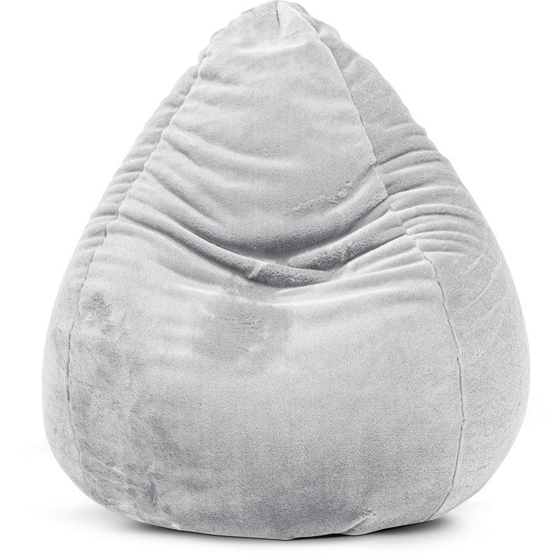Fauteuil à billes classique en fausse fourrure, Fausse fourrure grise