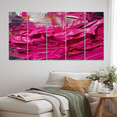 Viva Magenta Bliss Wildness III - décoration murale abstraite - 5 panneaux égaux