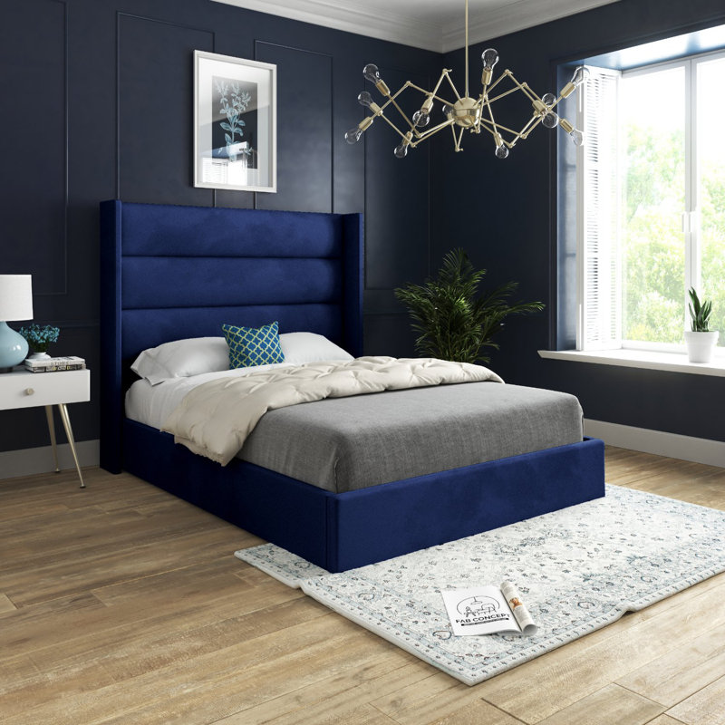 Antoan Upholstered Bed, Single (3'), Blue
