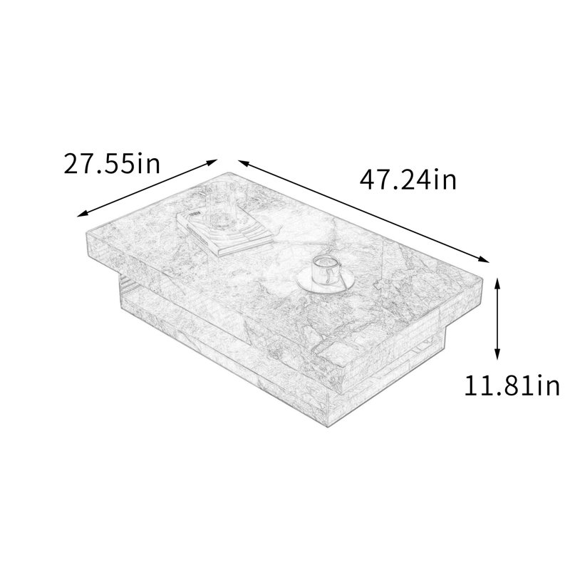 Table basse Minimalist, Blue, 11.81" H x 47.24" L x 27.55" W