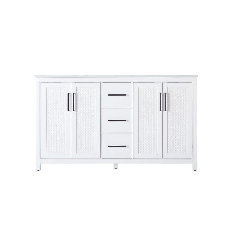 Meuble-lavabo double 60 po, Blanc