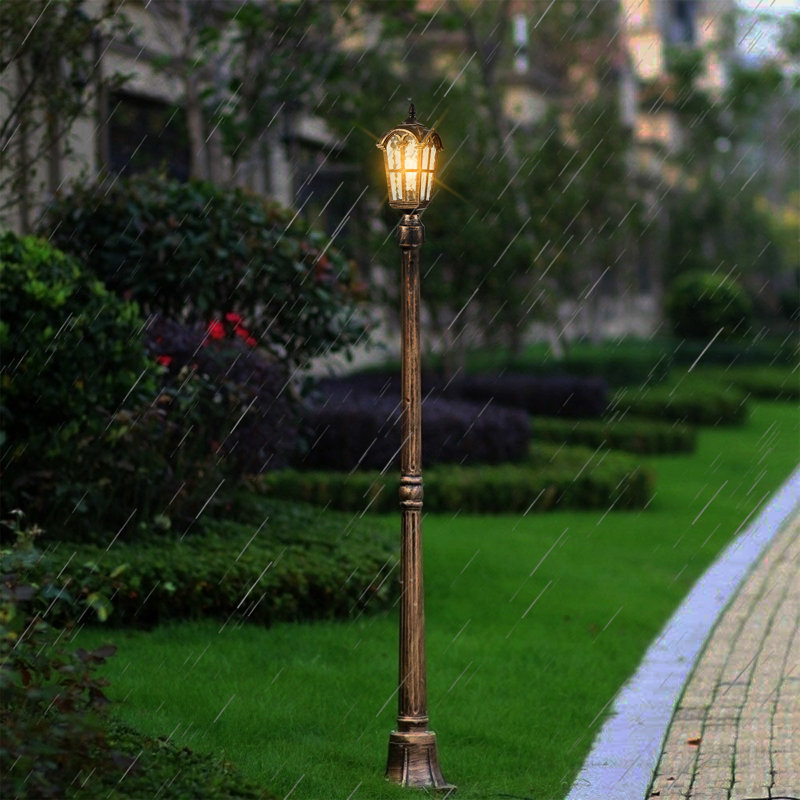 Lampadaire câblé 1 lumière H 17,3 po Almon (double), Laiton antique