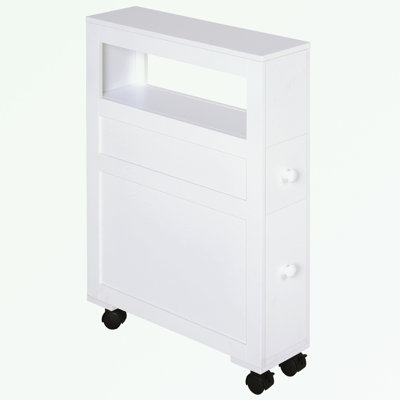 Narrow Bathroom Cabinet with wheels and drawers