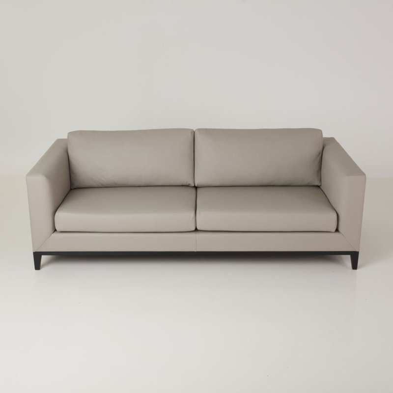 La Roux Leather Sofa, Smoke Genuine Leather, Black