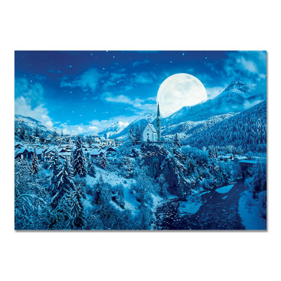 Moon on Winter Landscape 1 Piece Wall Art