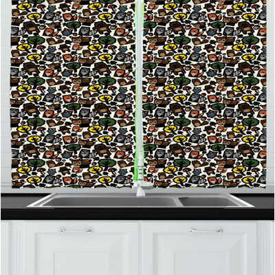 Floral Ruffled Kitchen Curtain