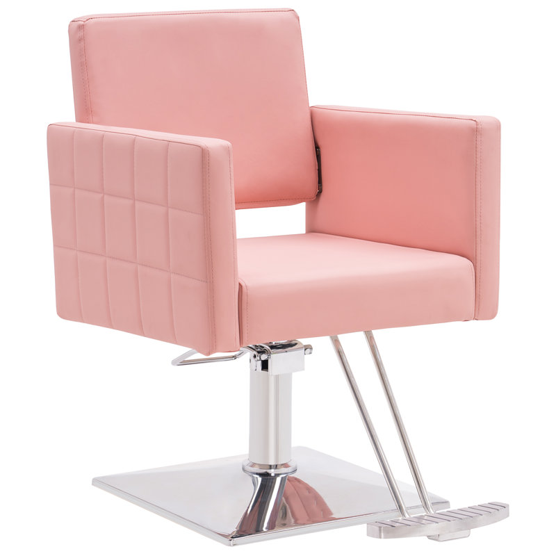 Fauteuil de barbier hydraulique en similicuir Spring Street, Rose