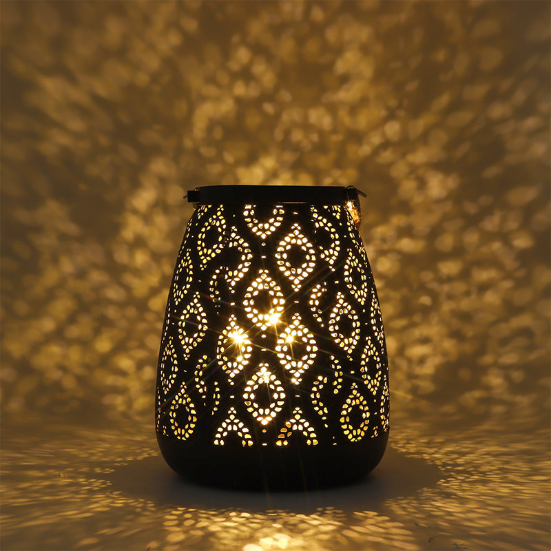  8''H Moroccan Style Metal Lamp with Handle