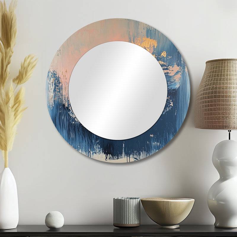 Minimalisme abstrait, formes abstraites dorées et décorations murales miroir - imprimé sur métal, 23 po x 23 po