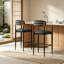 Ensemble de 2 tabourets de bar élégants, revêtus de tissu gris et de pieds en fer pour îlots de cuisine, capacité de poids de 260 lb-1178572375