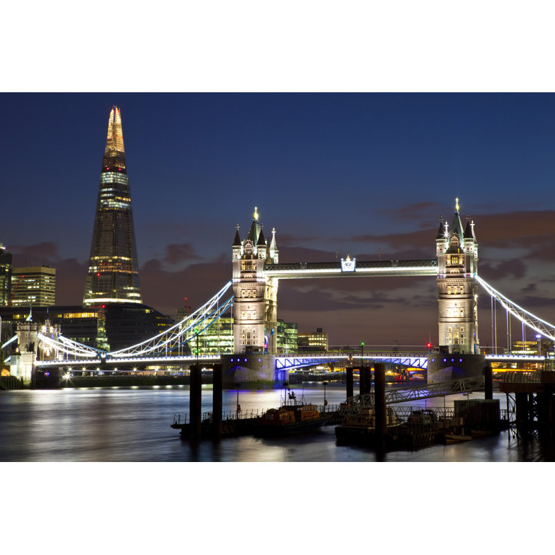 Tower Bridge And Shard In London by Chrisdorney - Wrapped Canvas Print, 81cm H x 122cm W