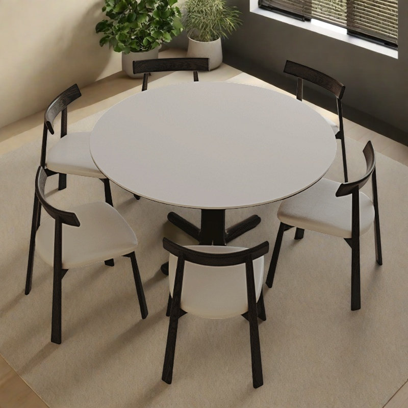 Romantic simple dining table and chair, 29.5"H x 51.1"L x 51.1"W