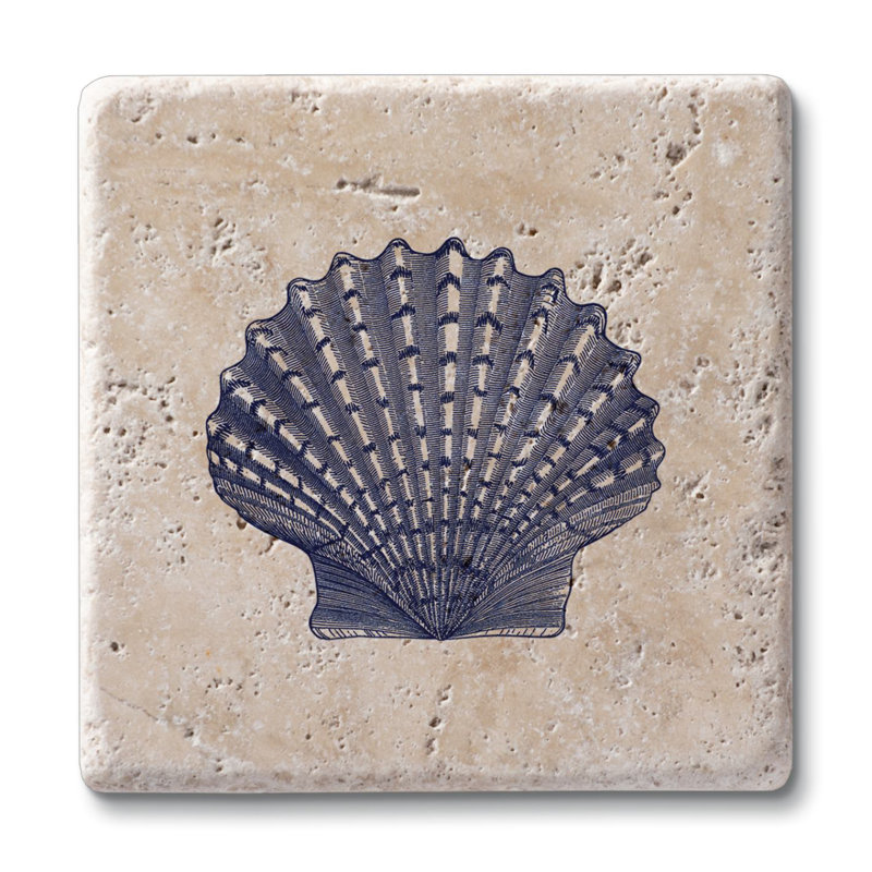 Paquet de 4 sous-verres en coquille de travertin naturel avec envers en liège