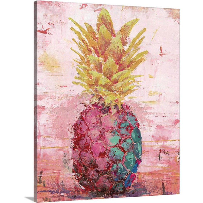 «Painted Pineapple I» par Marie Elaine Cusson, reproduction d'art sur toile, H 45 po x l 36 po x P 1,25 po, Toile tendue