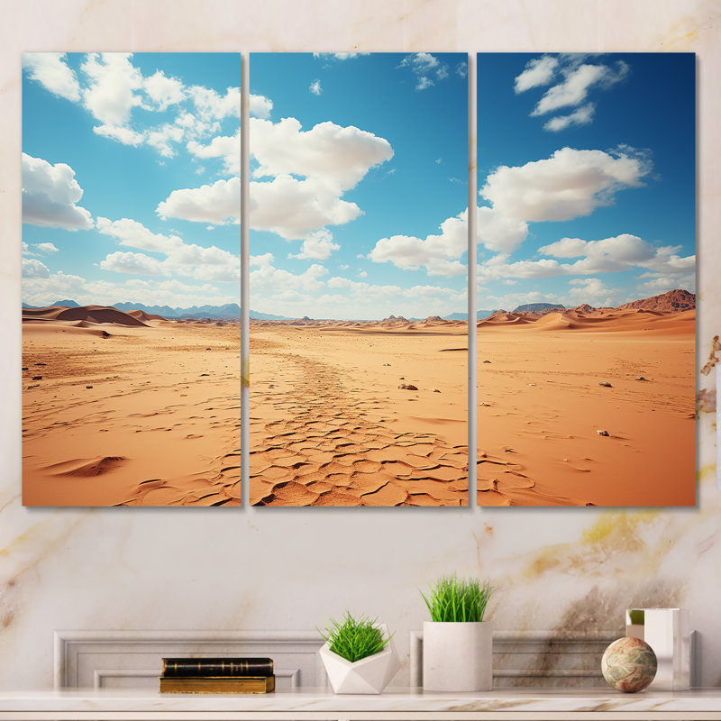 Horizon aride sur le désert du Sahara - désert, art mural, Toile tendue, H 28 po x l 36 po x P 1 po