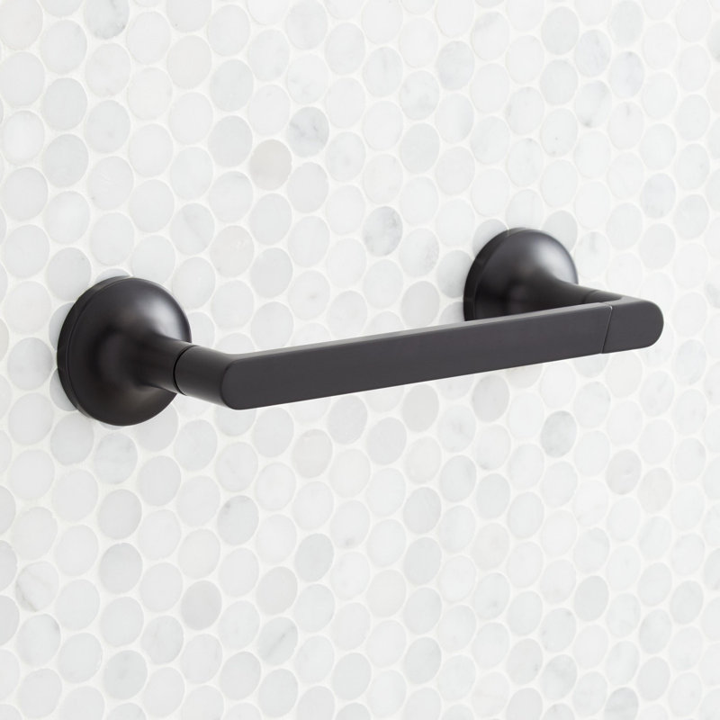 Lentz Wall Mounted Pivoting Toilet Paper Holder, Matte Black