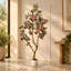 Bougainvillée artificiel 7 pi avec fleurs en soie rose rouge et bassin blanc