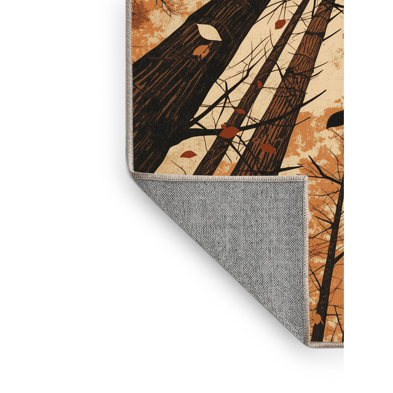 Tapis lavable à la machine de style rustique et moderne au look rétro brun et beige, Carré 5 pi