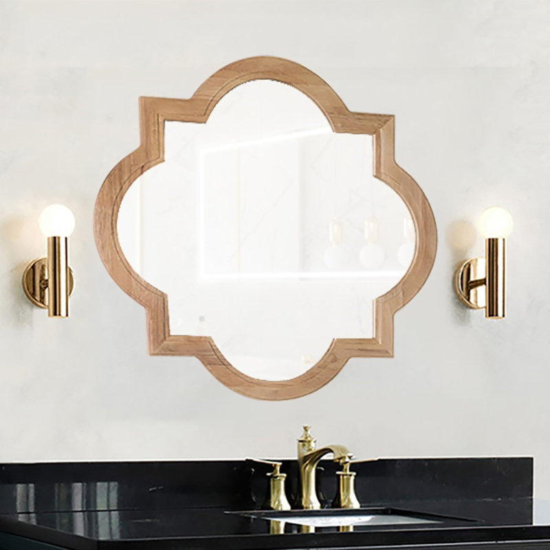 Miroir de salle de bain Cremeans Glam, Naturel, H 32 po x l 32 po x P 1 po