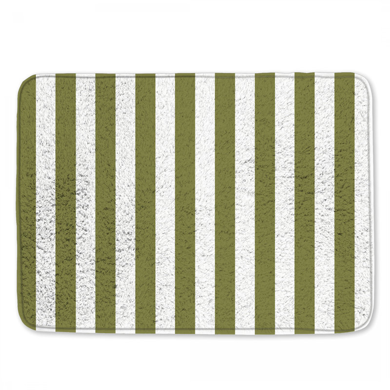 Tapis de bain à rayures verticales olive, L 34 po x L 21 po