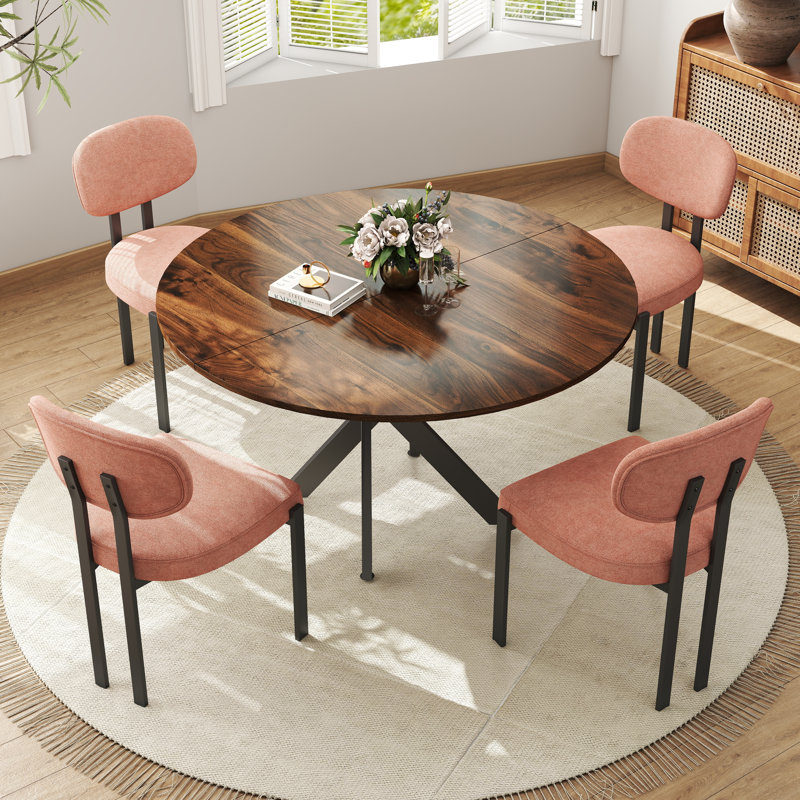 Ensemble de table ronde, 5, Brun, Orange
